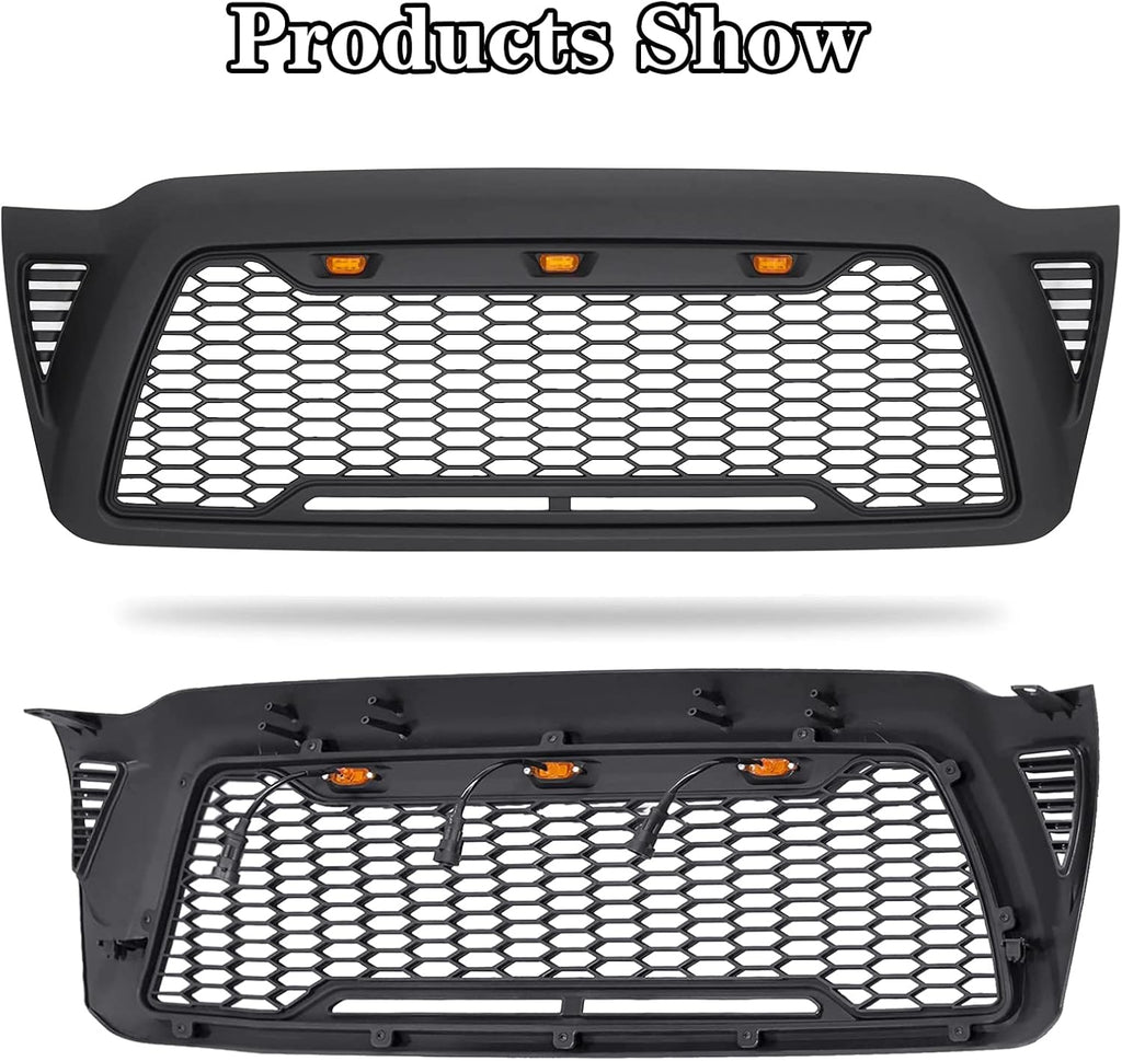 Matte Black Mesh Grille with 3 LED lights M917