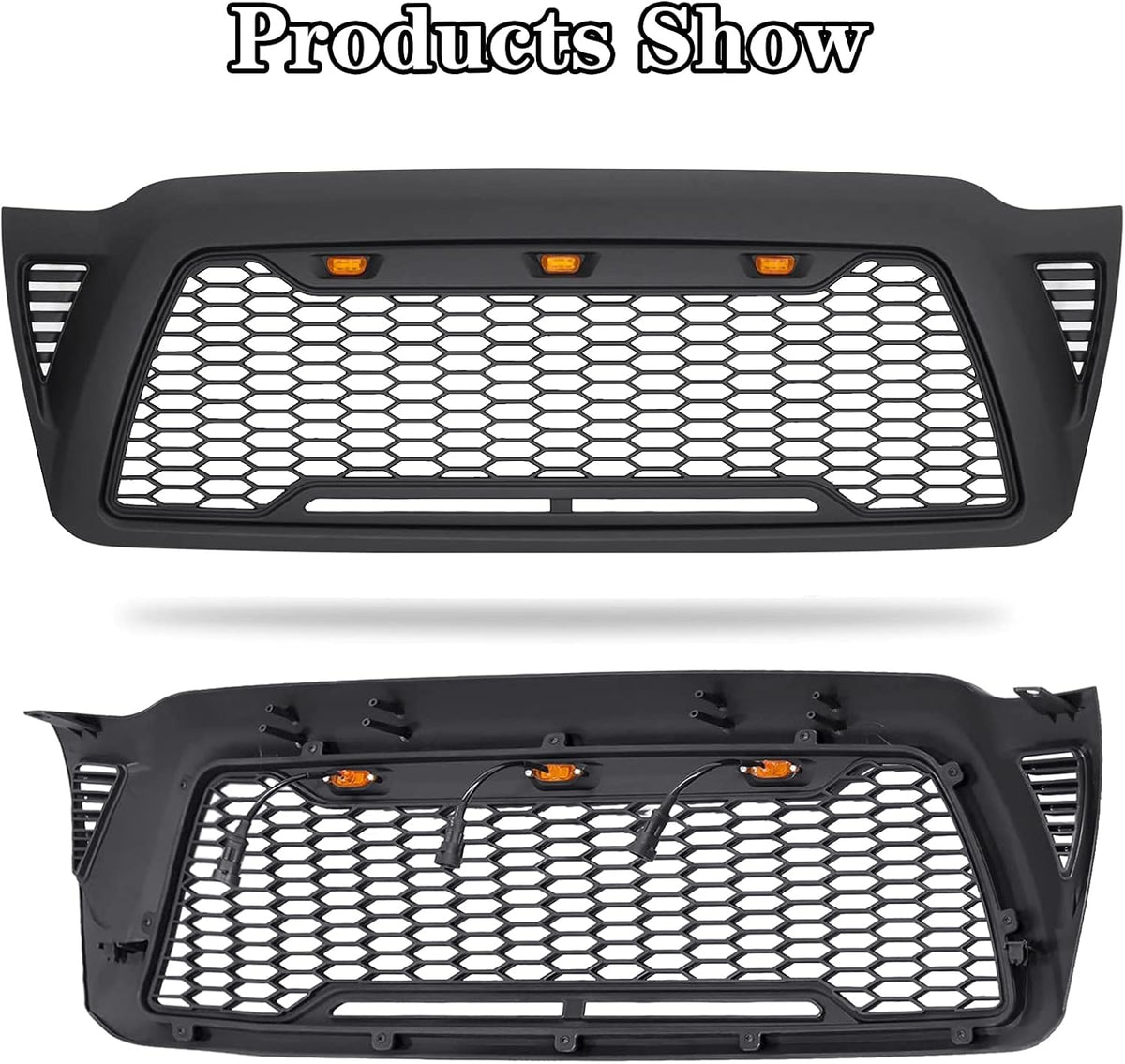 Matte Black Mesh Grille with 3 LED lights M917