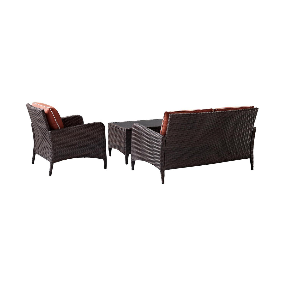 3Pc Outdoor Wicker Conversation Set Sangria/Brown N5863