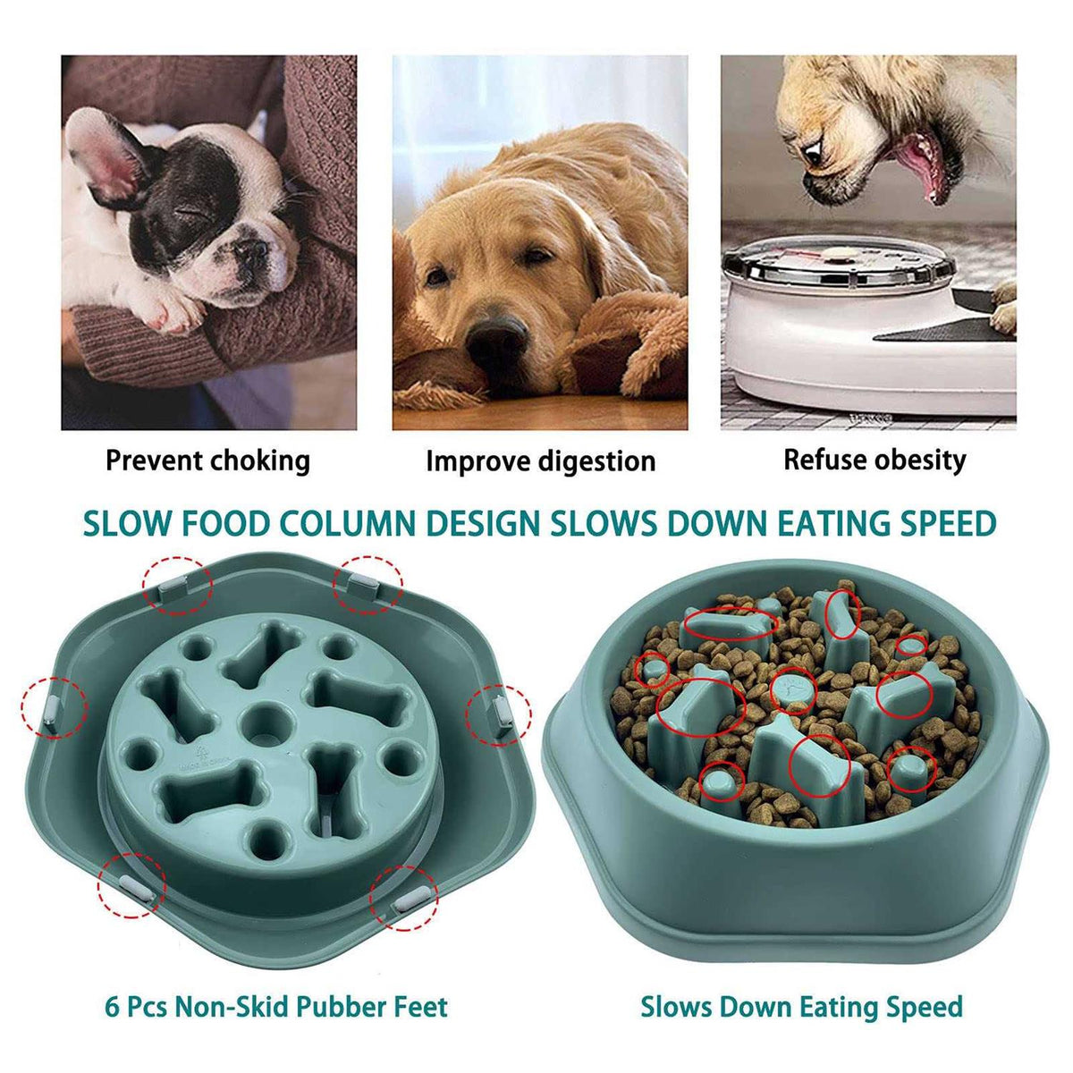 Slow Feeder Non Slip Dog Bowl Q622