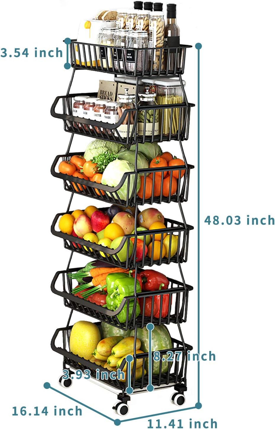 Black Iron Wire Stackable Storage Baskets B1666