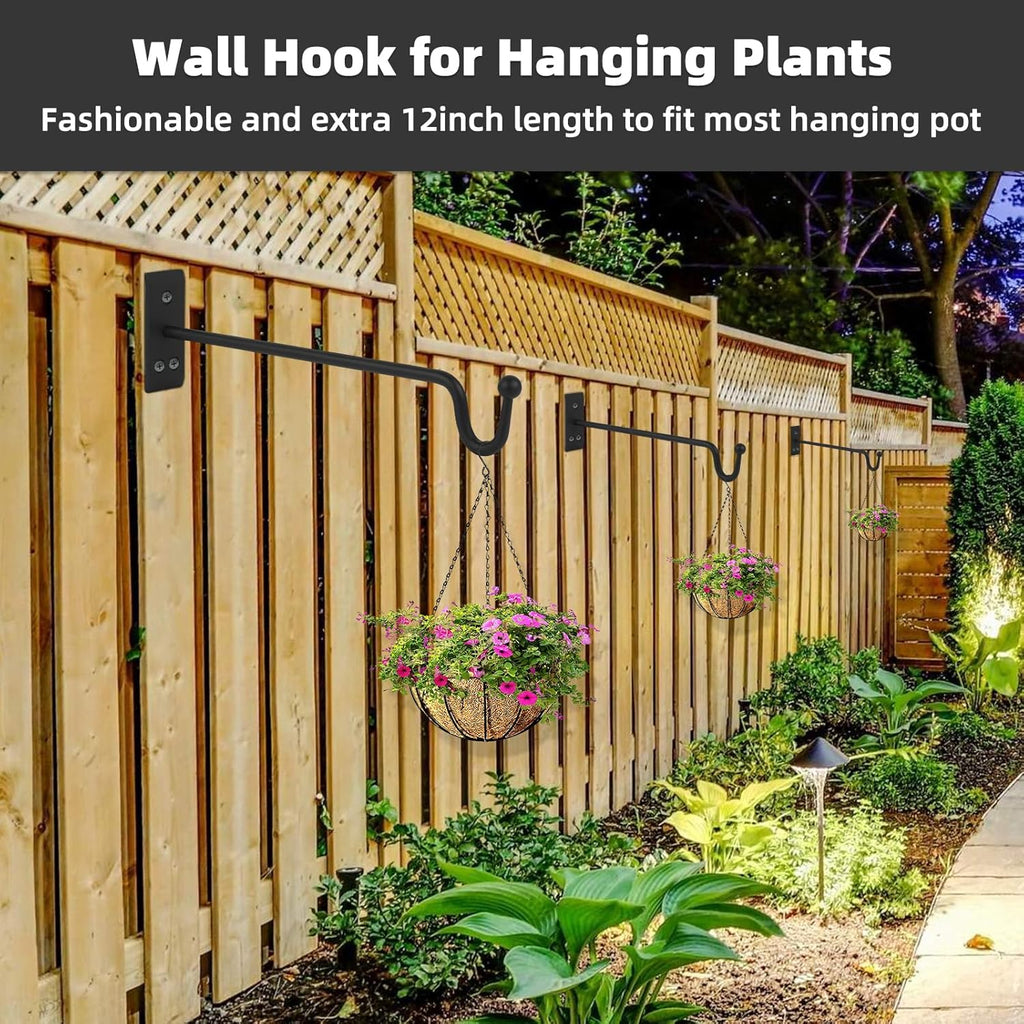 Heavy Duty Metal Plant Hangers, 2 Pack-12 inches, Matte Black G76868