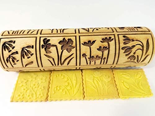 Embossing Rolling Pin with 16 Different Flowers S898128