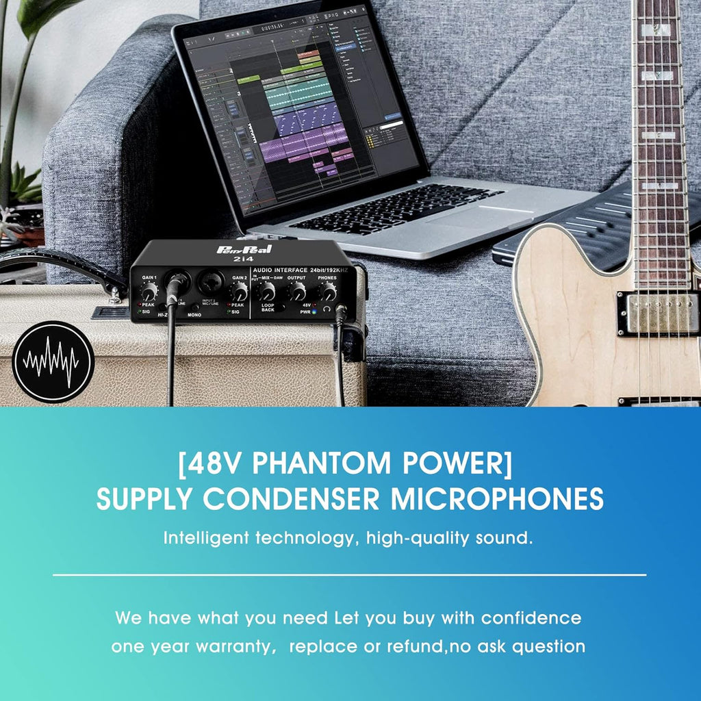 2-in 4-out USB Audio Interface with XLR Mic Amplifier, 48V Phantom Power, Pack of 2 R54375