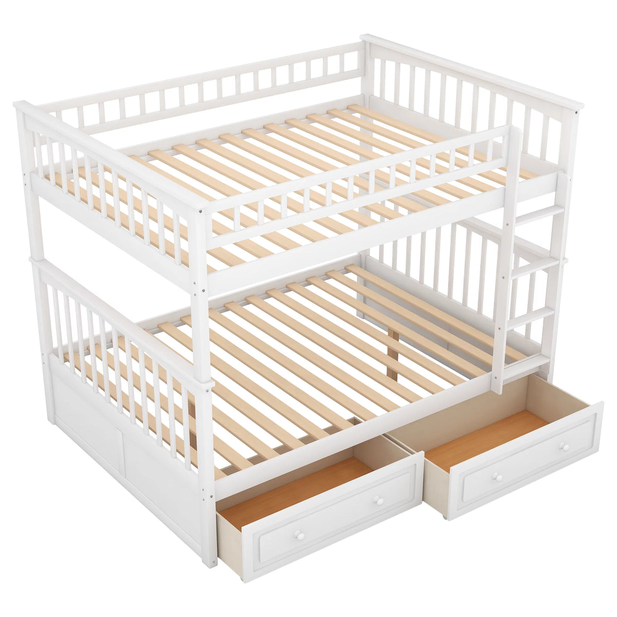 Pine Wood Full-Over-Full Bunk Bed with Storage I703522