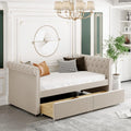Beige Upholstered Daybed with Storage and 2 Drawers L2957