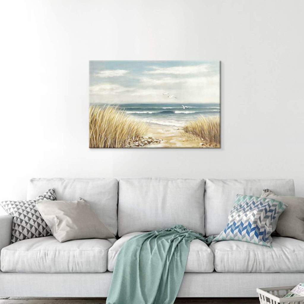 Abstract Beach Painting Wall Art Seashore Artwork Hand Painted Coastal Picture on Canvas K9040