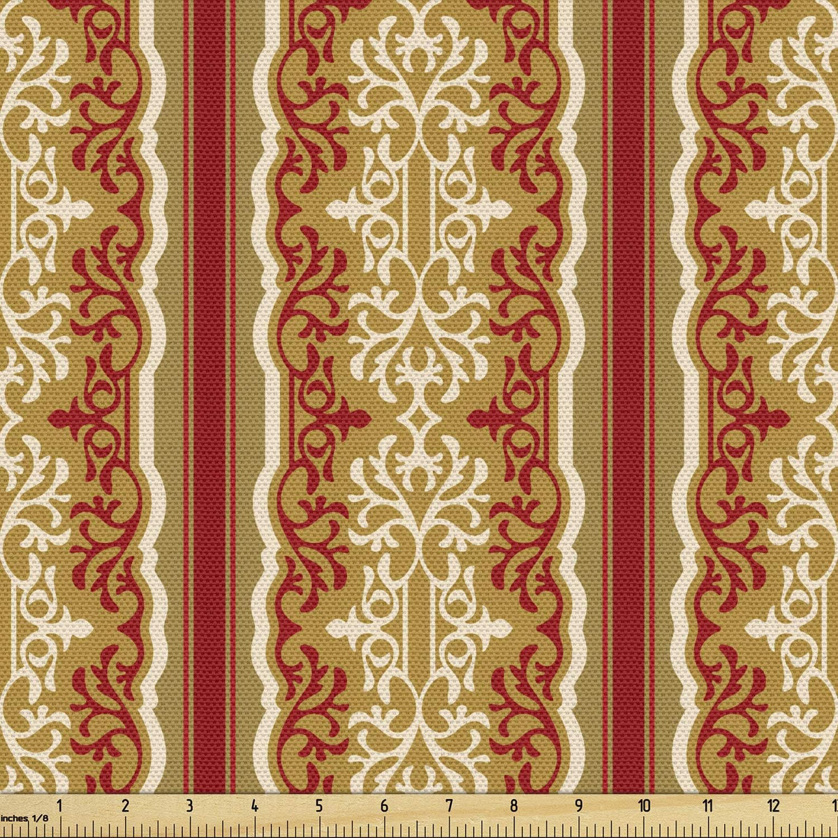 Orient Fabric by The Yard, Ruby Pale Coffee Cream Decorative Fabric V836