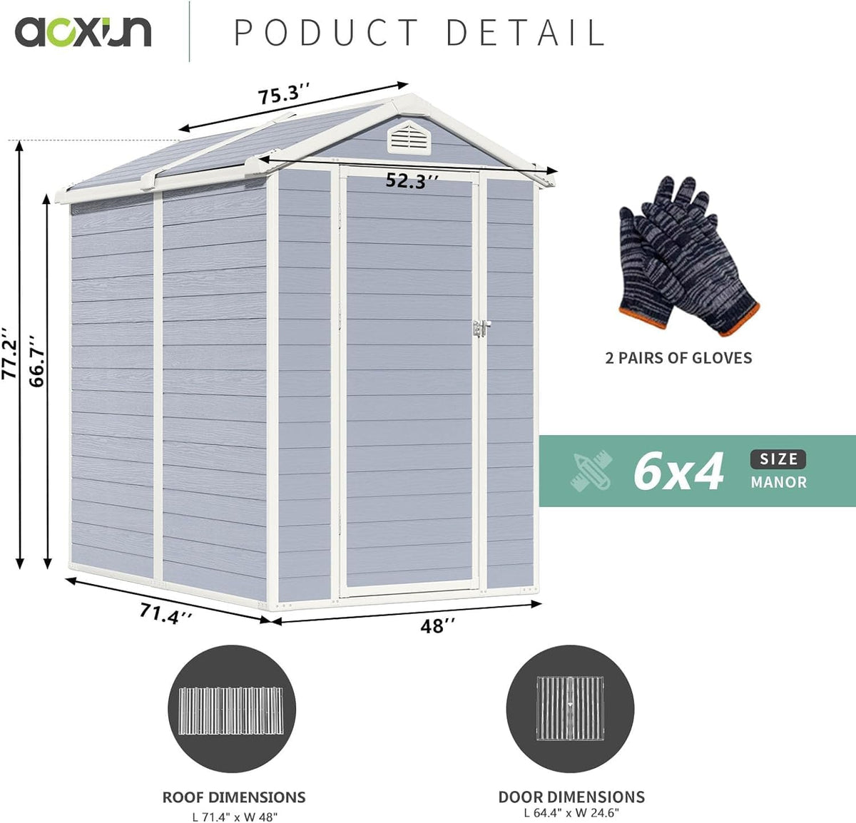 Gray Resin Outdoor Storage Shed Y766