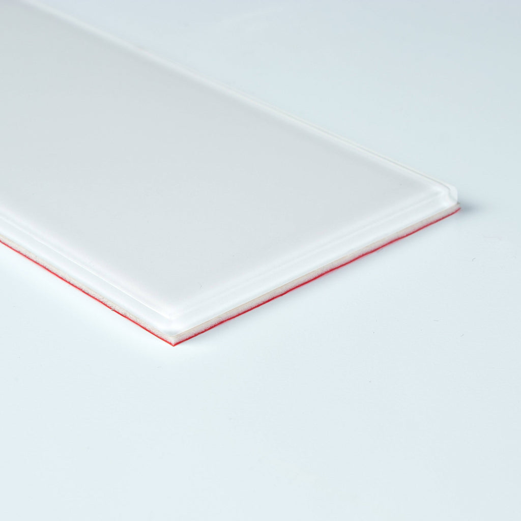 3x22 x 6x22 x 5mm Glass Peel & Stick Subway Tile - 8 Square Feet per Carton - Super White I19658