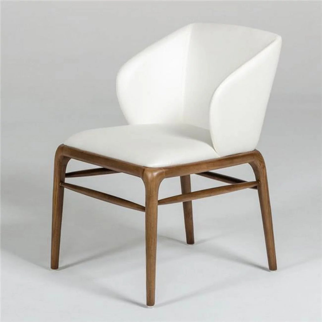 White and Brown Leatherette Upholstered Chair with Wooden Legs S546812