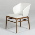 White and Brown Leatherette Upholstered Chair with Wooden Legs S546812