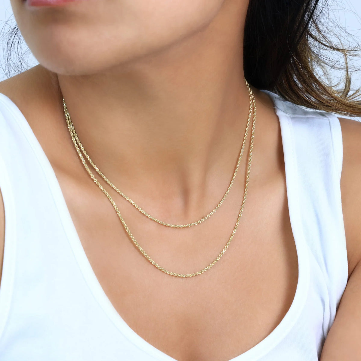 14k Yellow Gold 1.5mm Rope Chain Diamond Cut Necklace 16" - 24" N60838