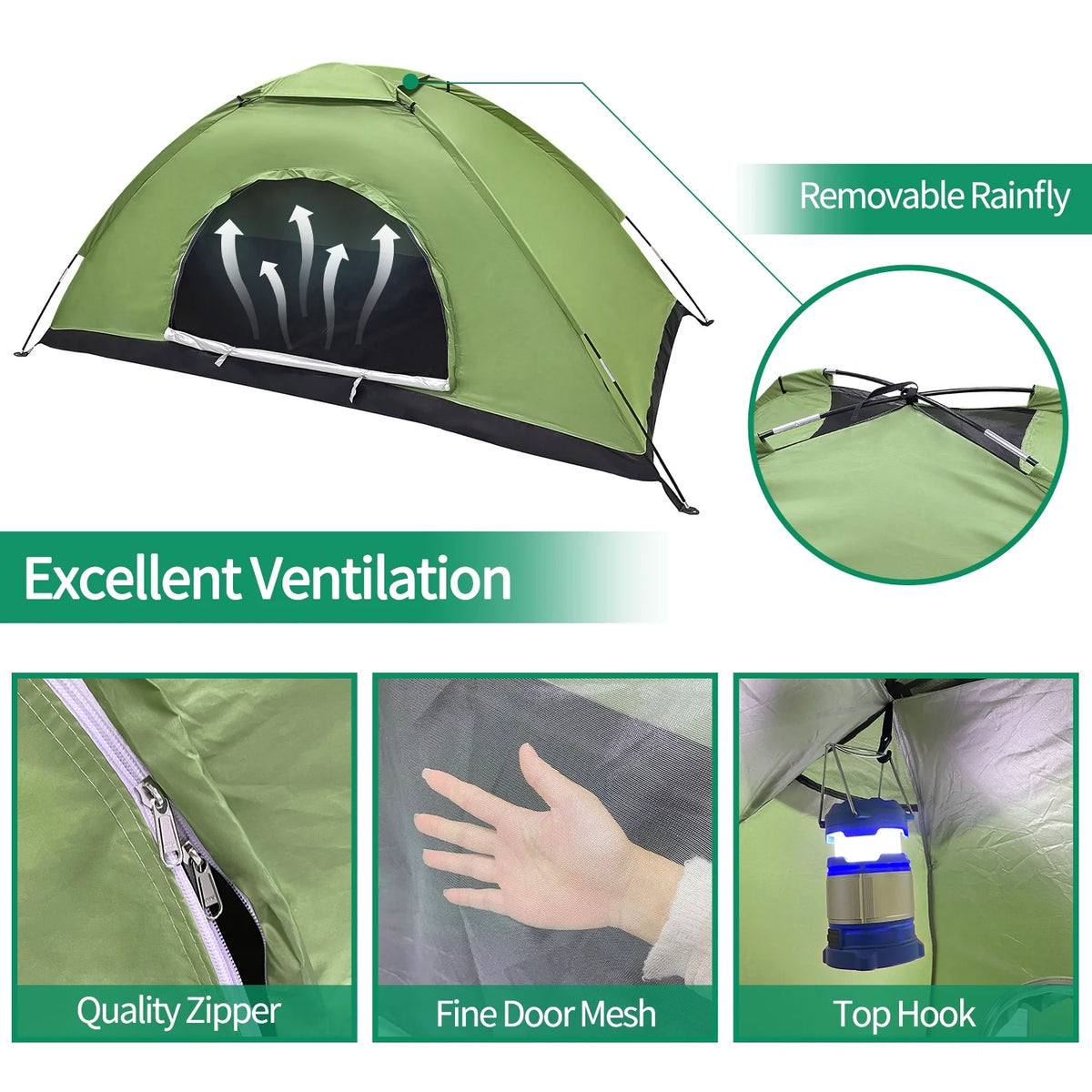 Green Lightweight Dome Camping Tent X20017