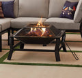 Square Wood Burning Fire Pit with Mesh Screen Z706