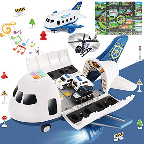 Airplane Toy with Fire Truck Cars and Play Mat F143449