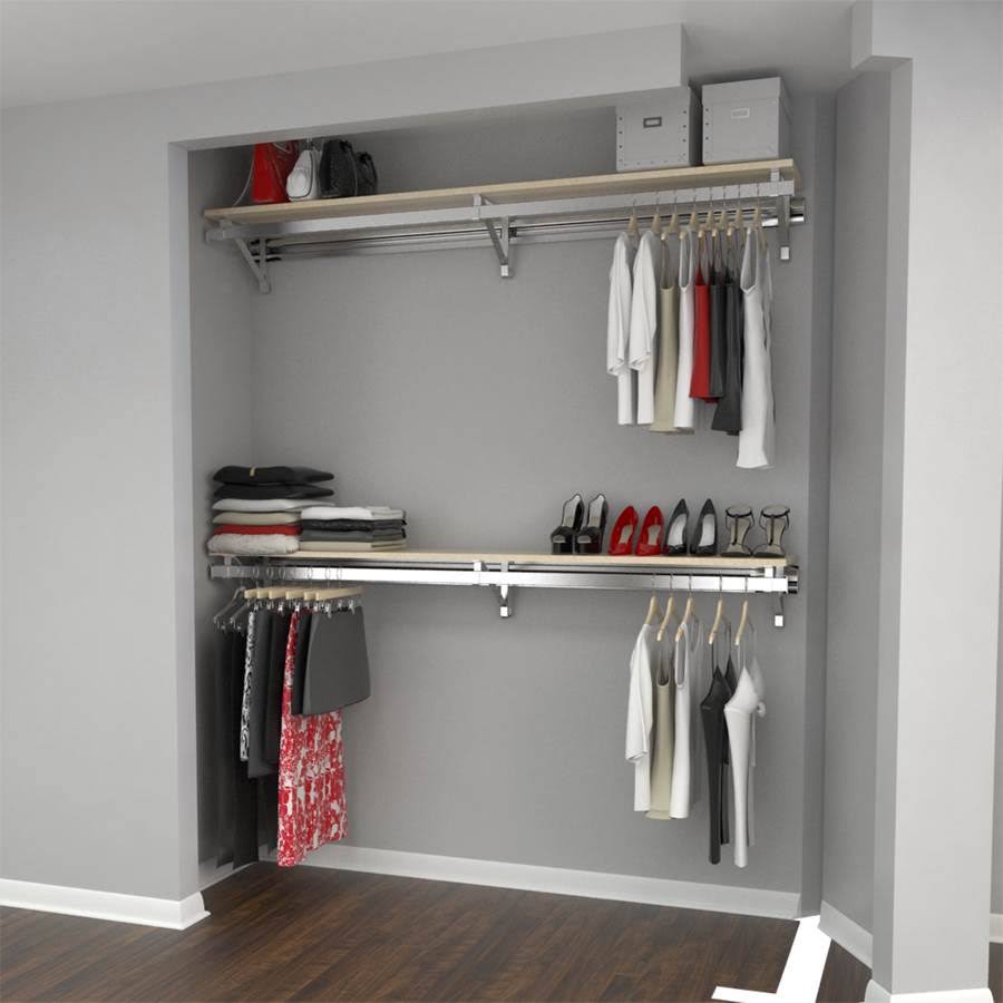 Contemporary Closet System in Maple and Silver N554309