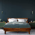 Queen Caramel Wood Platform Bed Frame with Headboard U41345