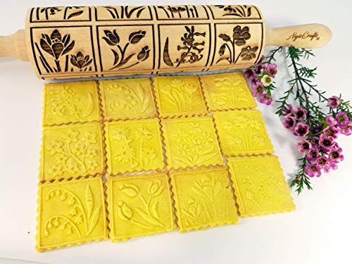 Embossing Rolling Pin with 16 Different Flowers S898128