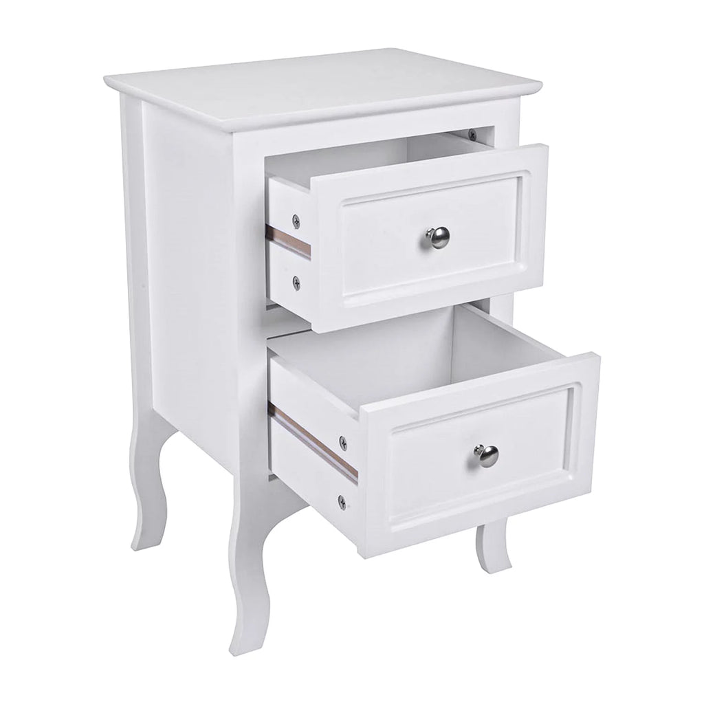White Set of 2 Nightstand with 2 Drawer E5811