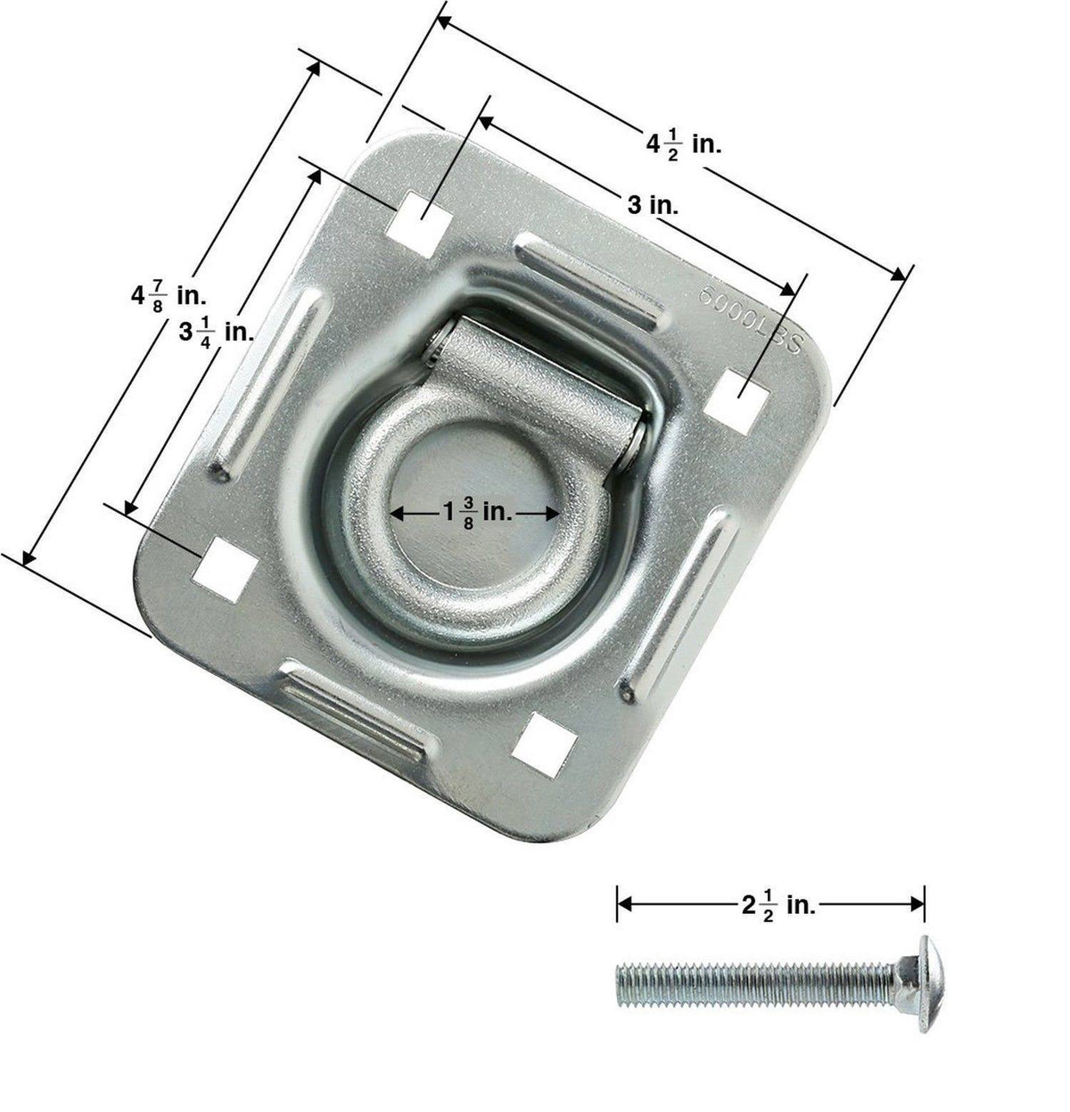 4-Pack Recessed Pan D-Ring Trailer Tie Downs S4980