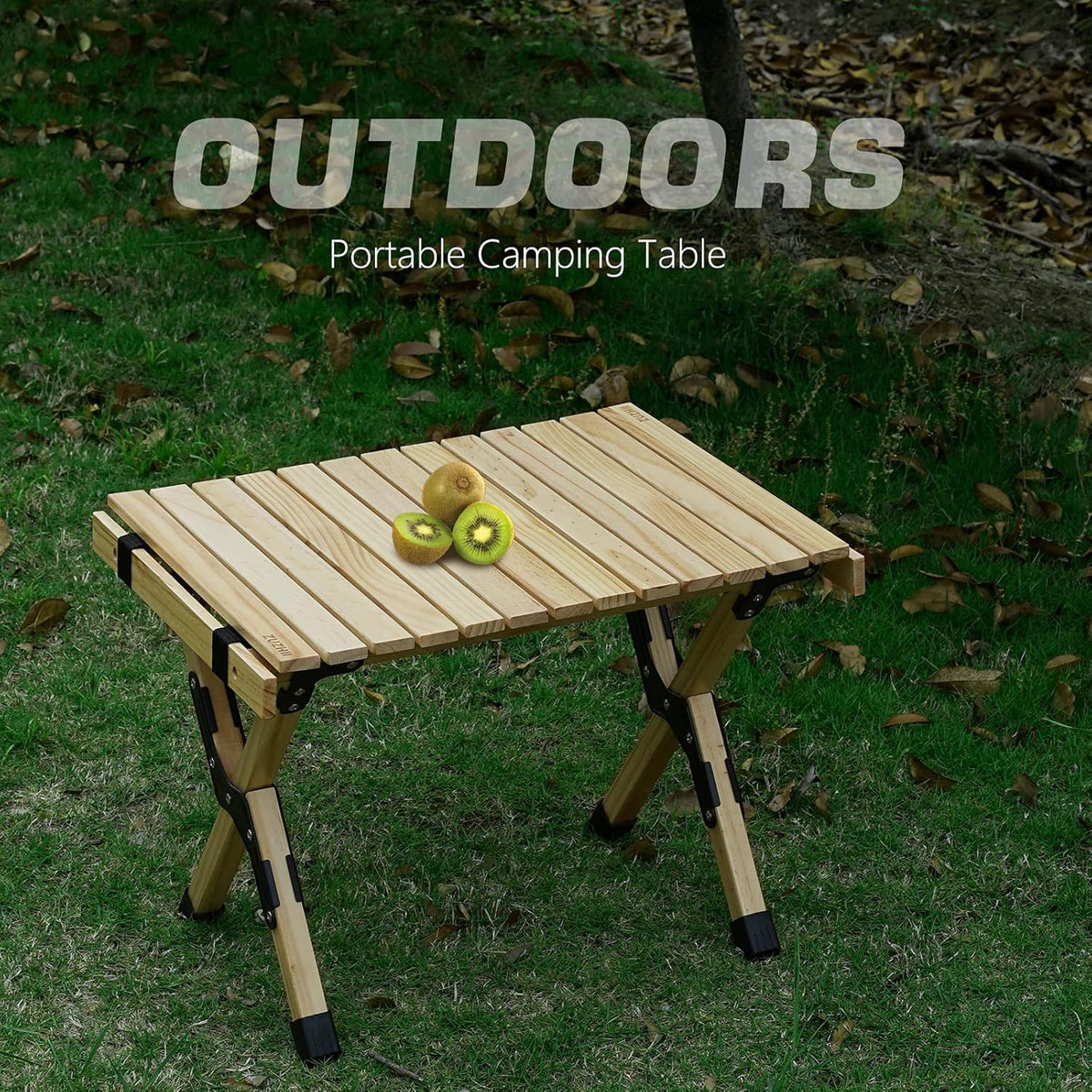 2ft Low Height Portable Folding Wooden Camping Table with Carry Bag W30820