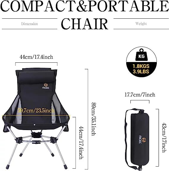 Ultralight High Back Folding Camping Chair with Carry Bag P4298