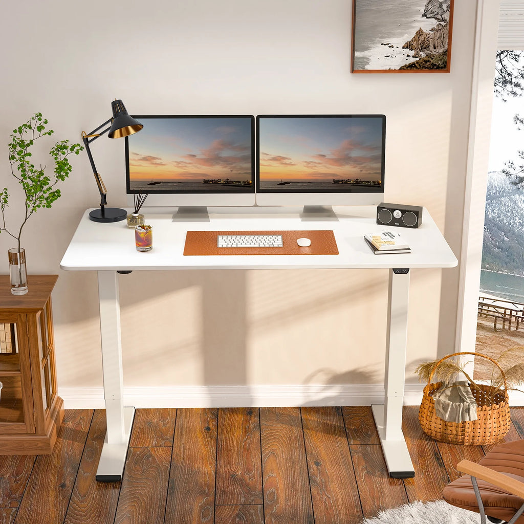 White Electric Height Adjustable Desk L24375