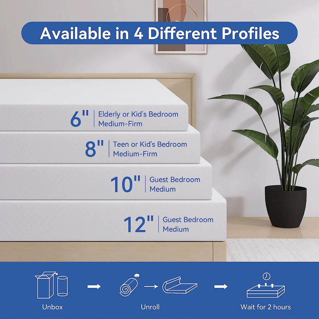 White 8 inch Memory Foam Queen Size Mattress E90781
