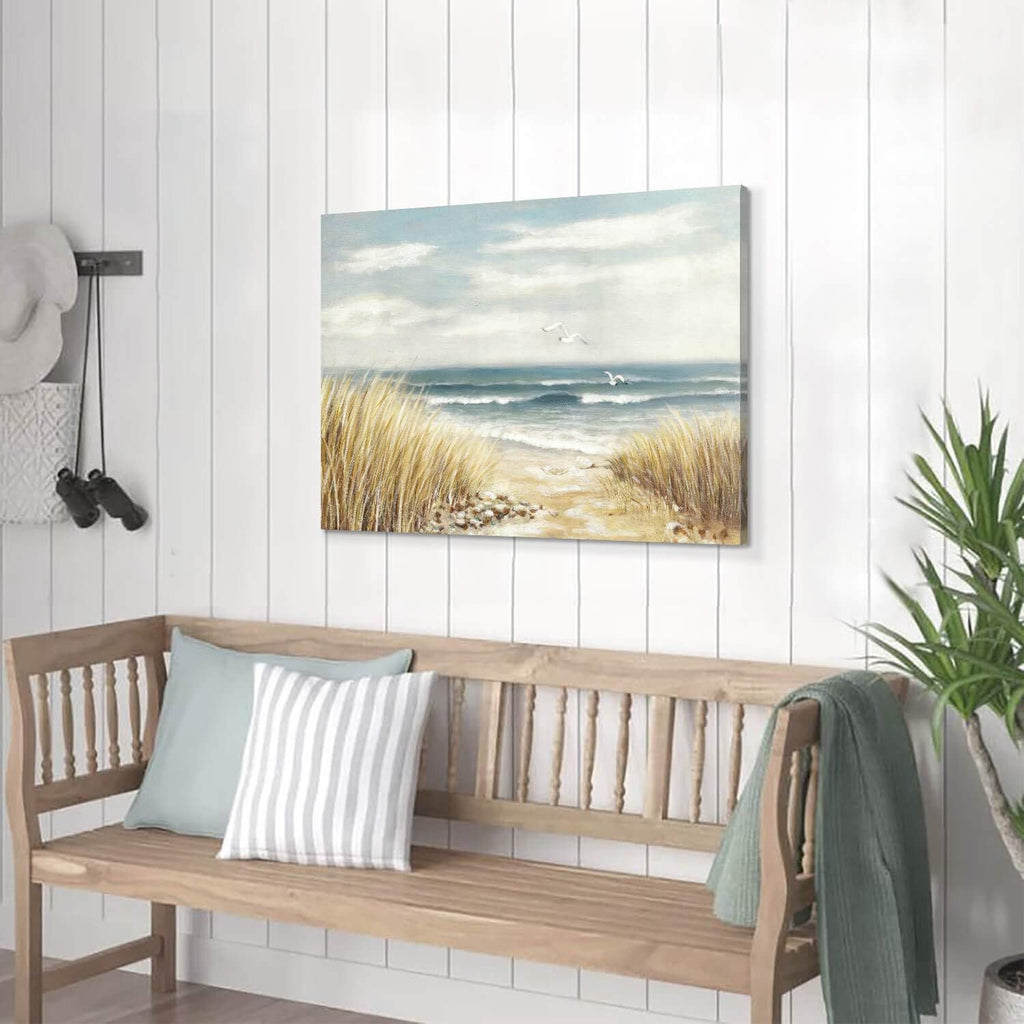 Abstract Beach Painting Wall Art Seashore Artwork Hand Painted Coastal Picture on Canvas K9040