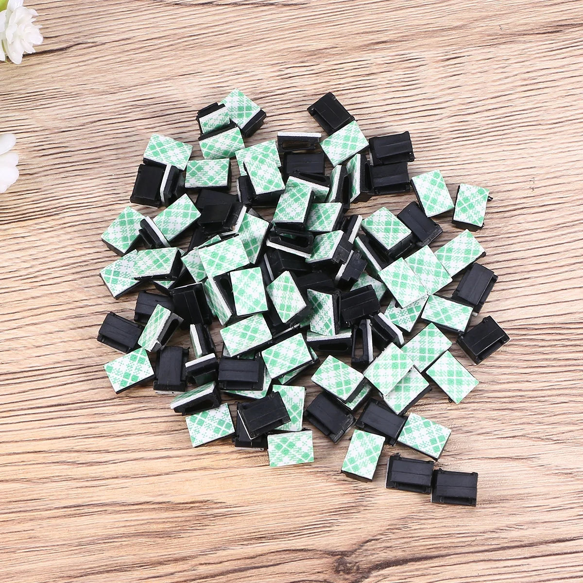 100pcs Black Adhesive Cable Clips Wire Cord Holders W53723
