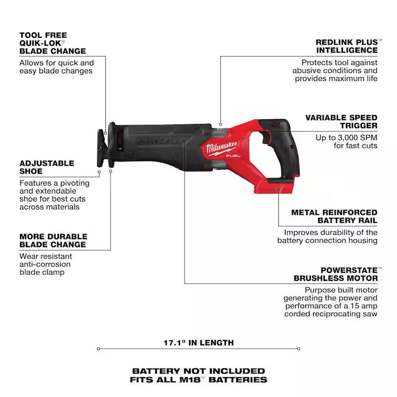 18V Lithium-Ion Brushless Cordless Reciprocating Saw Kit with 6.0Ah Battery H18684