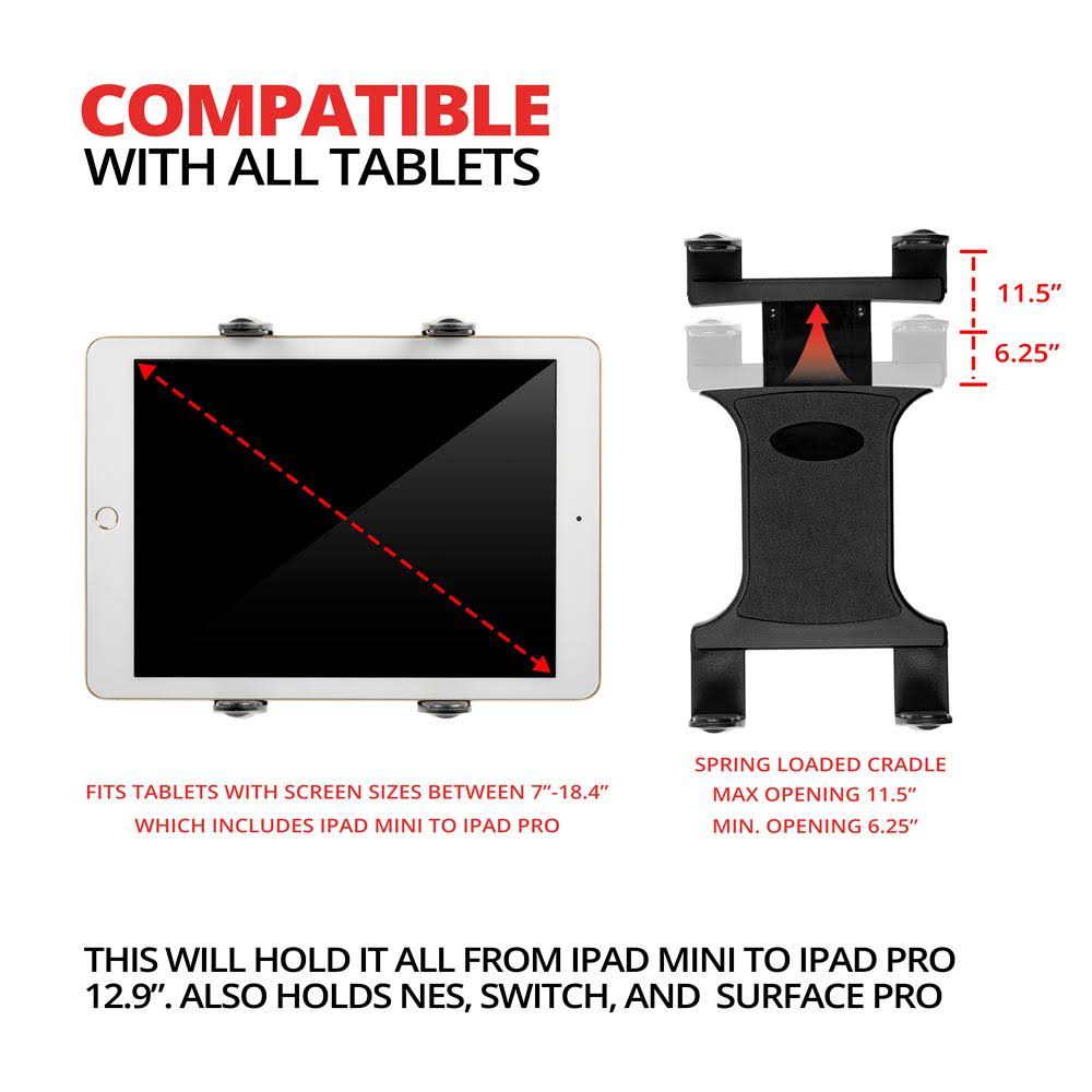 Aluminum 3-Way Adjustable Arm Tablet Cup Holder Mount R4077