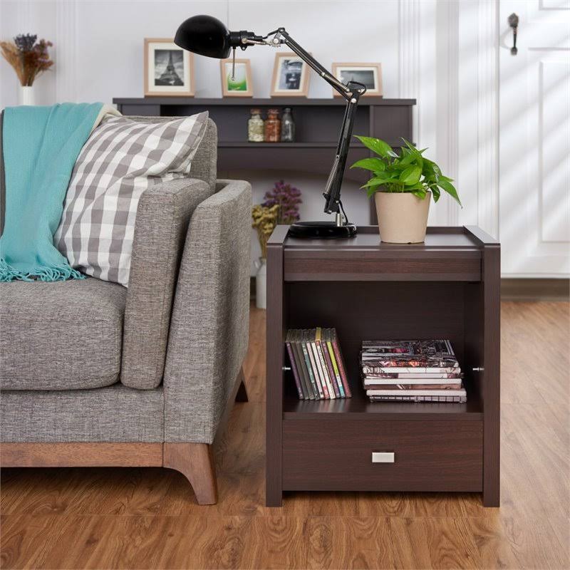 Walnut Open Shelf End Table U579