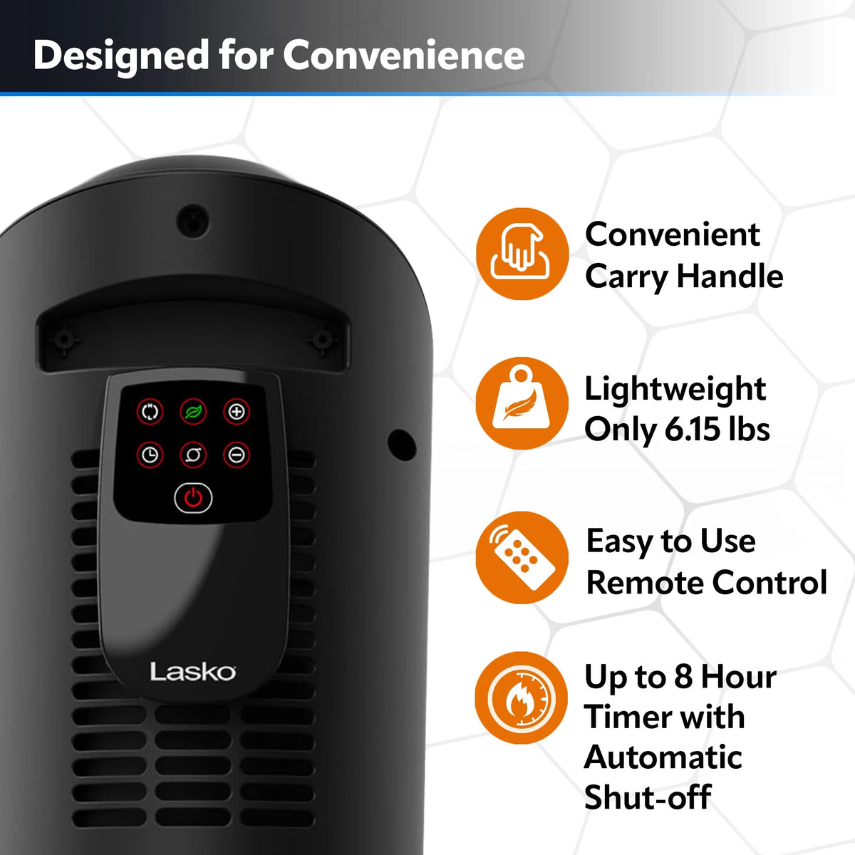 22.5" 1500W Oscillating Ceramic Tower Space Heater with Remote Control, Black J37538
