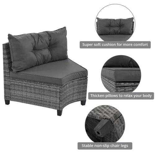 8 Pieces Outdoor Wicker Round Sofa Set with Coffee Table K136