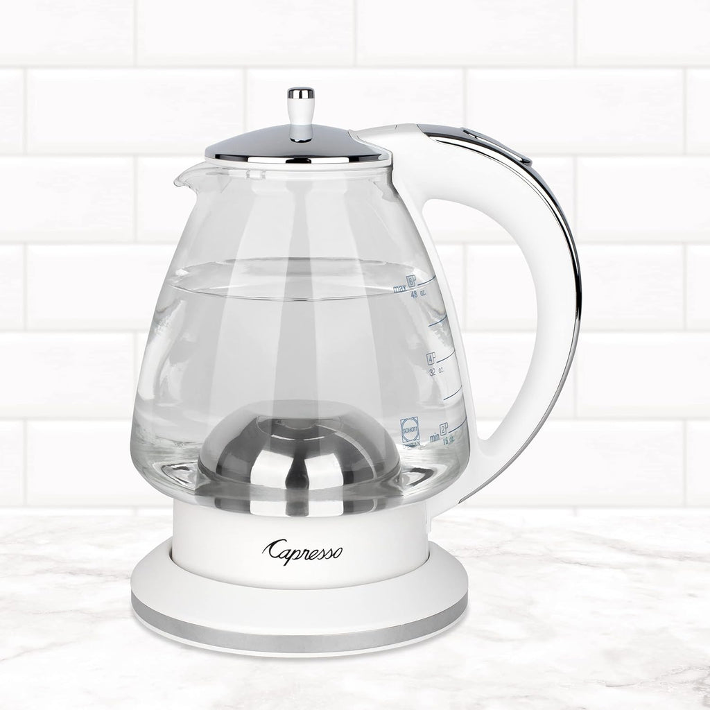 White 48 oz Glass Kettle I299