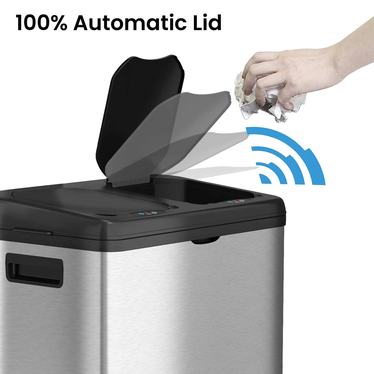 16 Gallon Stainless Steel Dual-Compartment Trash Can and Recycle Bin X936617