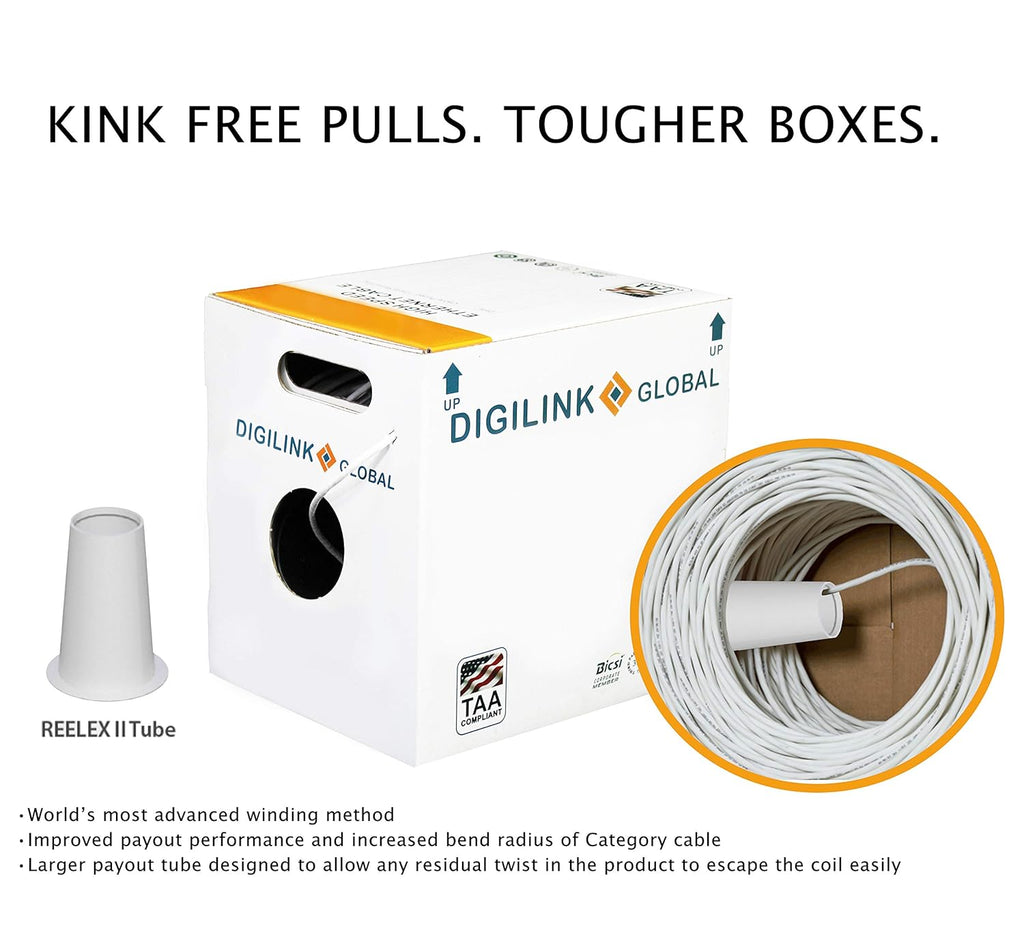 Cat6 Riser 1000FT Unshielded 23AWG Solid Bare Copper Bulk Ethernet Cable White W87292