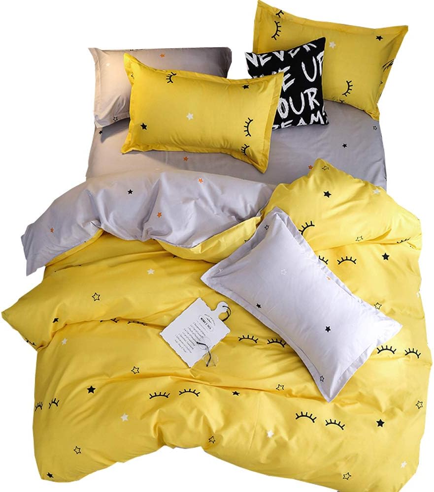Twin Reversible White and Black Cow Duvet Cover Bedding Set with Zipper F25012