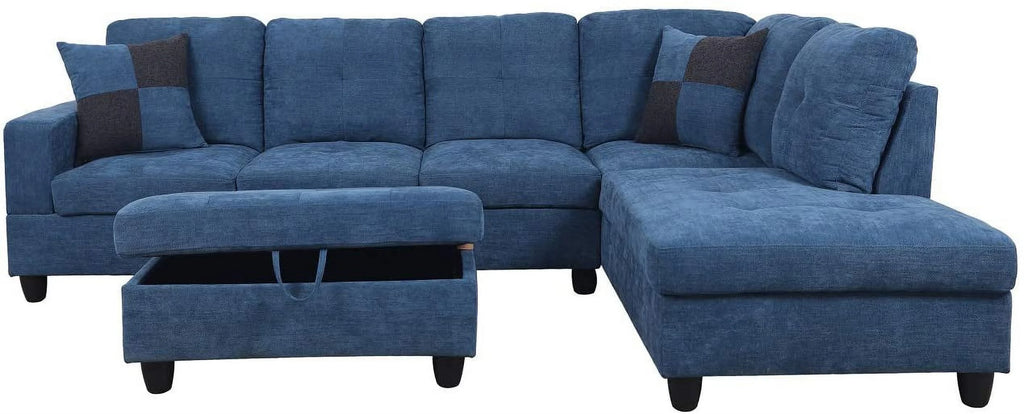 Lake Blue L-Shape Sectional Sofa with Chaise W392562