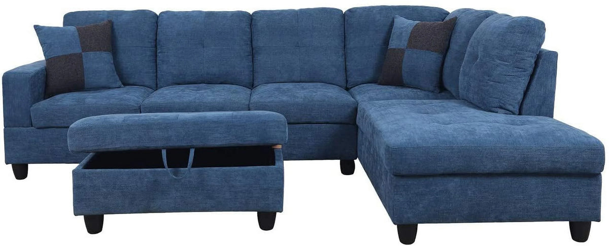 Lake Blue L-Shape Sectional Sofa with Chaise W392562