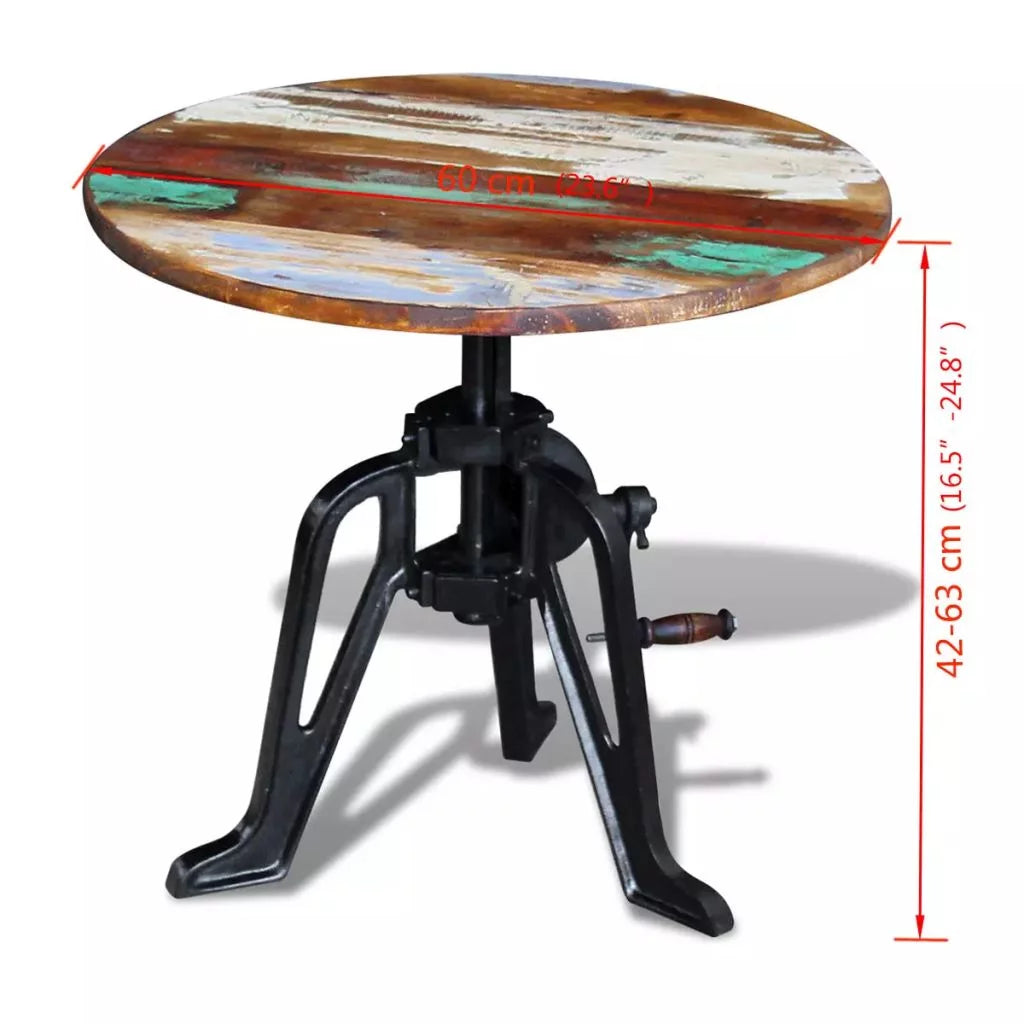 Solid Reclaimed Wood Cast Iron Side Table P8944