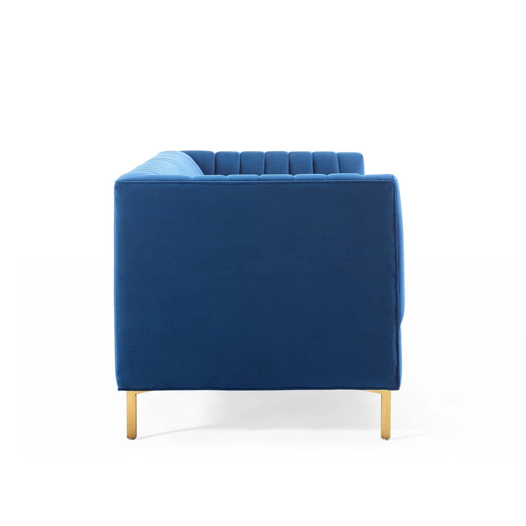 Navy Gold Velvet Sofa F7007