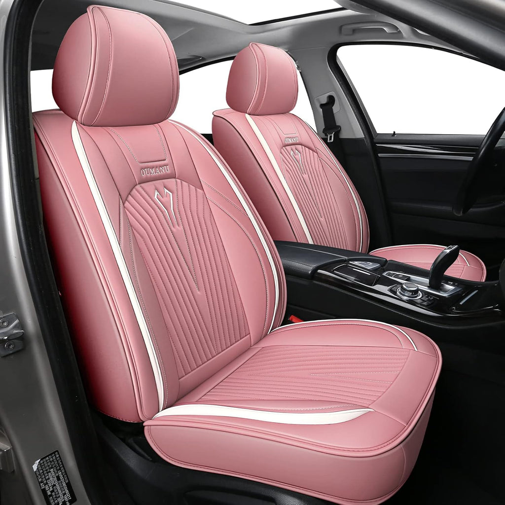 Pink PU Leather Car Seat Covers Full Set S165