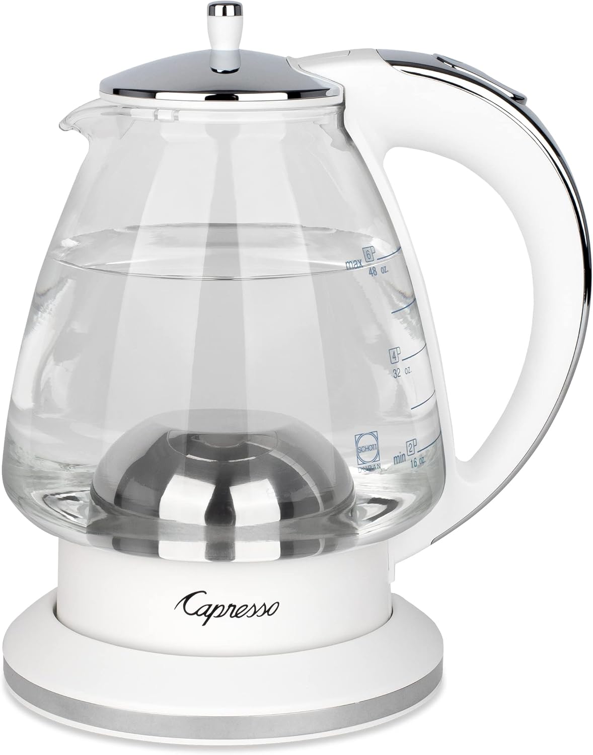 White 48 oz Glass Kettle I299