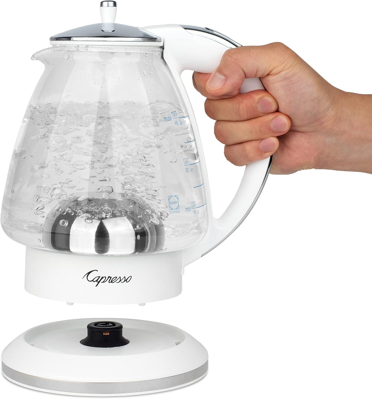 White 48 oz Glass Kettle I299