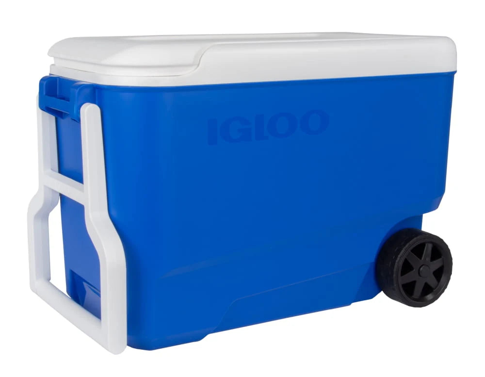 Blue 38 QT. Hard-Sided Ice Chest Cooler with Wheels R763
