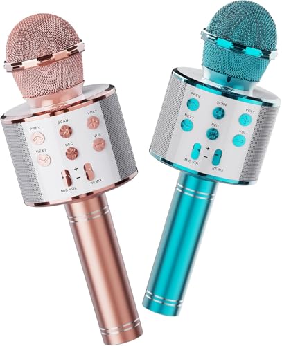 Wireless Bluetooth Karaoke Microphone 2 Pack Handheld Mic Speaker T221