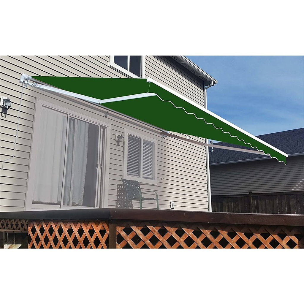 Motorized Retractable Patio Awning, Green N2053